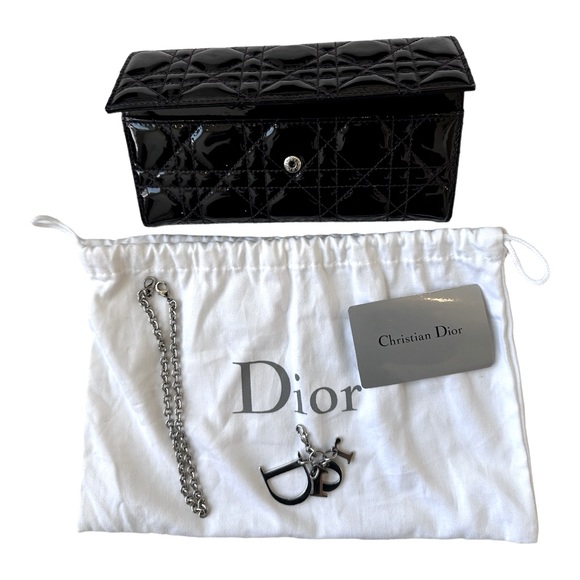 Christian Dior Cannage Paten Leather Wallet on Chain Black - Picture 13 of 14